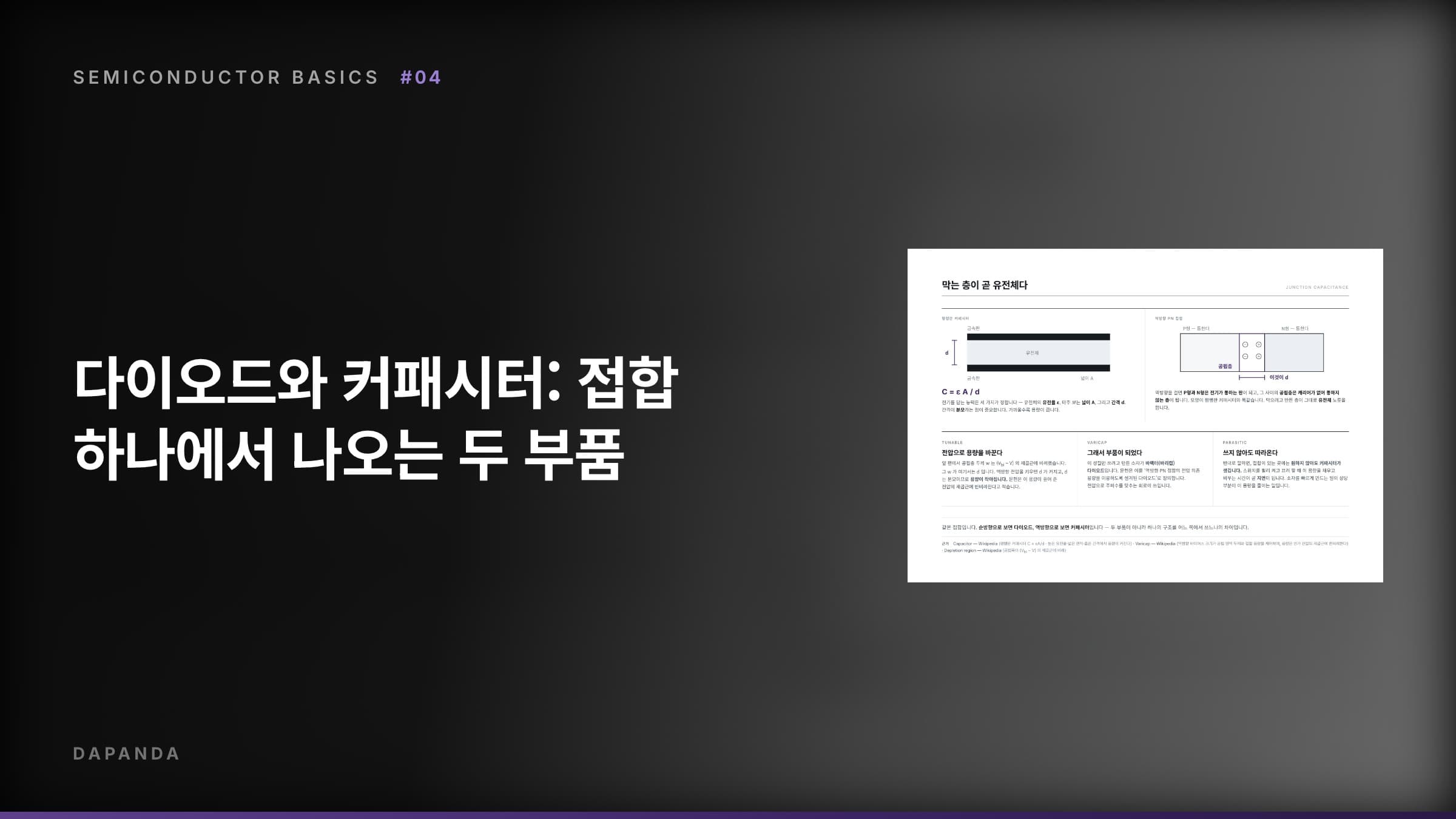 반도체에서 트랜지스터까지 #04 — 다이오드와 커패시터: 접합 하나에서 나오는 두 부품