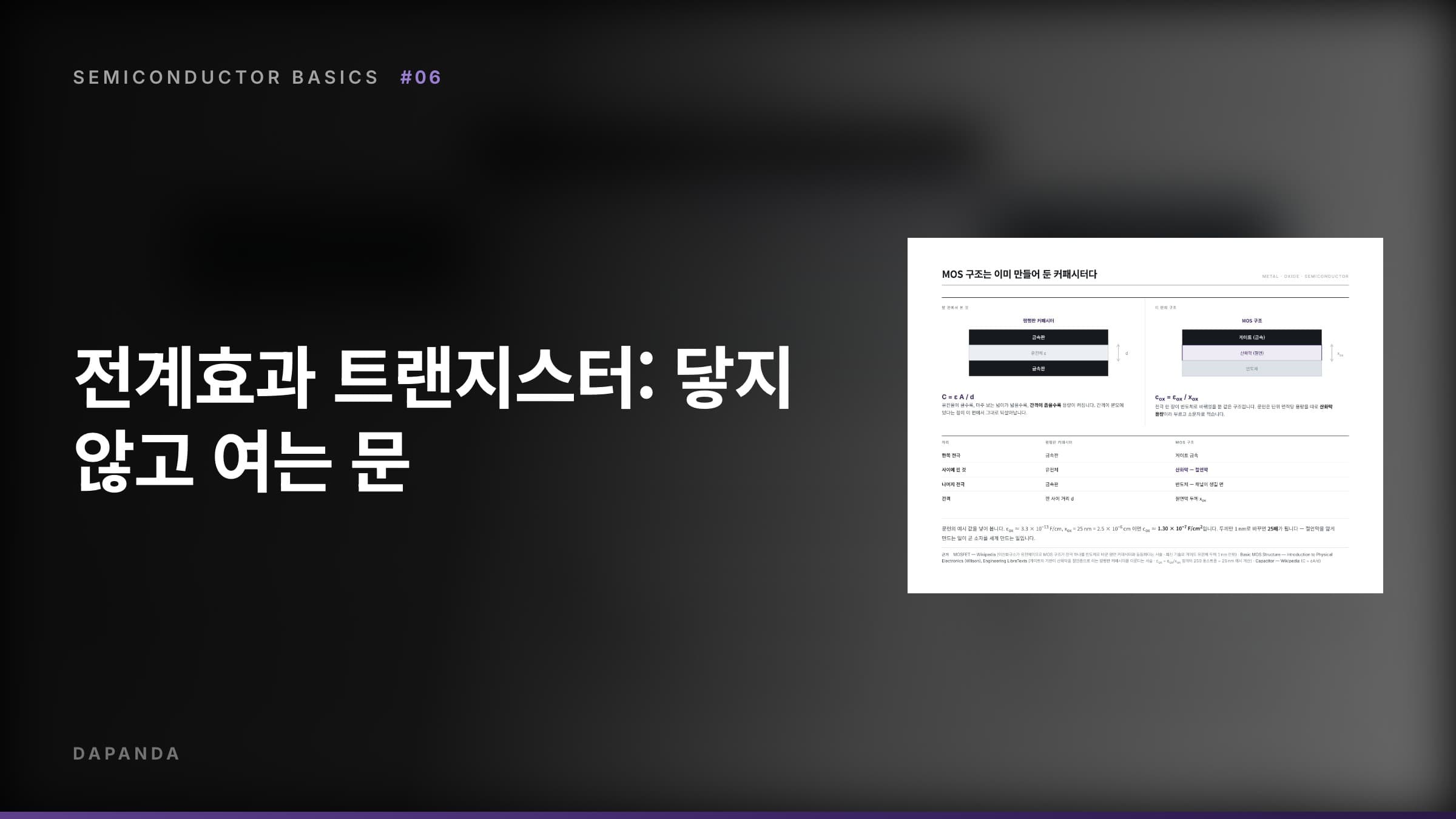 반도체에서 트랜지스터까지 #06 — 전계효과 트랜지스터: 닿지 않고 여는 문