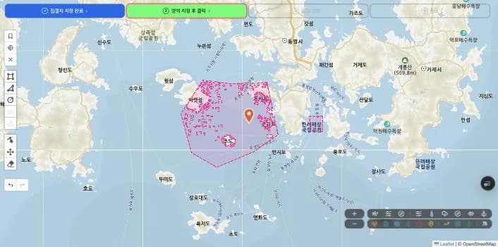 영역 그리기 — 집결지 다음 운행 영역